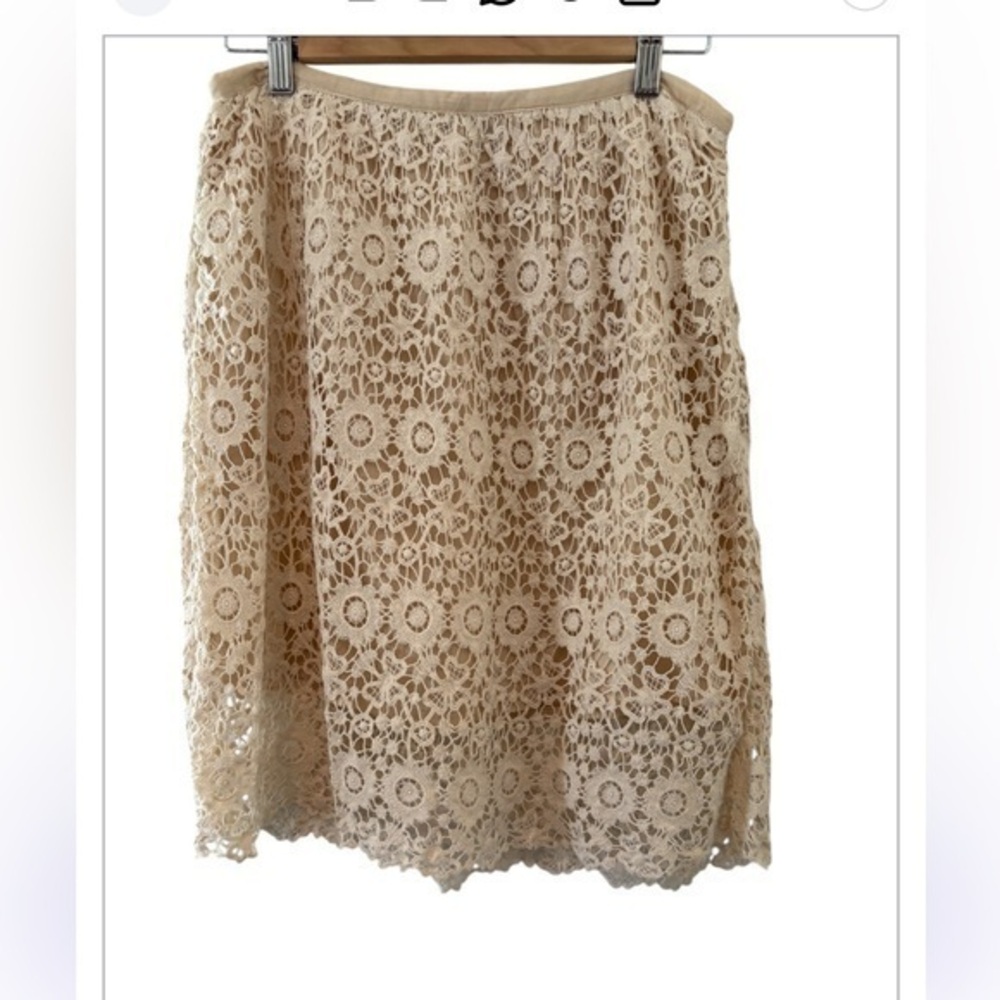 Solitaire By Ravikhosla Cream Crotchet Romantic Feminine Skirt Size Medium